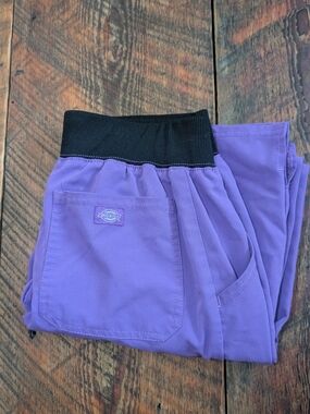 Dickies Purple Petite Scrub Pants with Black Elastic Waistband